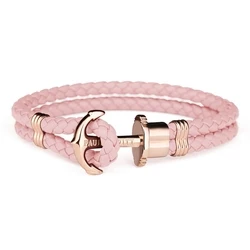 Βραχιόλι Unisex Paul Hewitt Phphlraxs (14,5cm) Δερμάτινο Pink With Gold