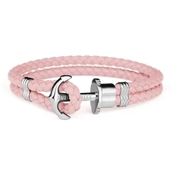 Βραχιόλι Unisex Paul Hewitt Phphlsaxxl (19,5cm) Δερμάτινο Pink With Silver