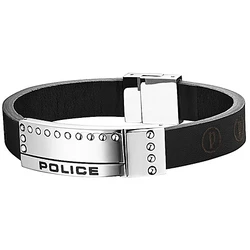Ανδρικό Βραχιόλι Police Pj24643Blb01L (18cm) Δερμάτινο Black