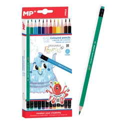 MP Χρωματιστές Ξυλομπογιές PP823 Με Γόμα Τρίγωνες 12 Τμχ