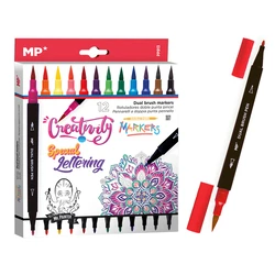 MP Σετ Χρωματιστών Μαρκαδόρων Διπλή Μύτη 12 Τμχ