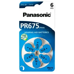 Μπαταρίες Ακουστικών Βαρηκοΐας Panasonic Pr675, Mercury Free, 1.4V, 6τμχ