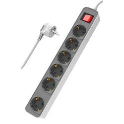 Πολύπριζο Ασφαλείας Powertech PT-1058, 6x schuko, 16A, 1.4m, λευκό