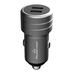 Φορτιστής Αυτοκινήτου Powertech PT-1149, 2x USB-C, 100W PD, γκρι