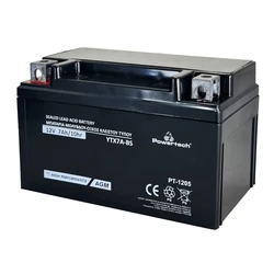 Μπαταρία Μολύβδου Powertech μοτοσυκλέτας PT-1205, 12V 7Ah, AGM, YTX7A-BS