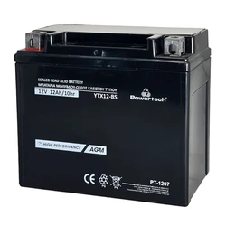 Μπαταρία Μολύβδου Powertech μοτοσυκλέτας PT-1207, 12V 12Ah AGM, YTX12-BS