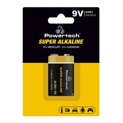 Αλκαλικές Μπαταρίες Powertech Super Alkaline PT-1215, 9V, 1τμχ