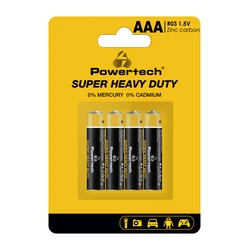 Μπαταρία Zinc Powertech Carbon Super Heavy Duty PT-1218, Aaa 1.5V, 4τμχ