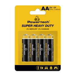 Μπαταρία Zinc Powertech Carbon Super Heavy Duty PT-1219, Aa, 1.5V, 4τμχ