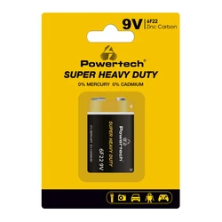 Μπαταρία Zinc Powertech Carbon Super Heavy Duty PT-1220, 9V, 1τμχ