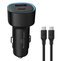 Φορτιστής Αυτοκινήτου Powertech PT-1230, Καλώδιο, Usb/USB-C, 48W, Μαύρος