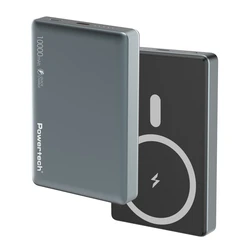 Power Bank Powertech PT-1377, 10000mah, magnetic wireless, 20W, γκρι