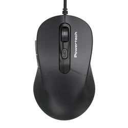 Ποντίκι Ενσύρματο Powertech Pt-1467, Οπτικό, Έως 1600Dpi, Μαύρο