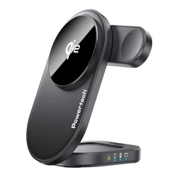 Ασύρματος Φορτιστής Powertech Pt-1491, 3 σε 1, Qi2, 15W, Μαύρος