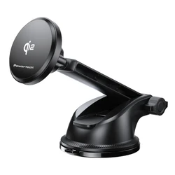 Βάση Smartphone Αυτοκινήτου Powertech Ασύρματος Φορτιστής Pt-1492, Qi2, 15W, Μαύρος
