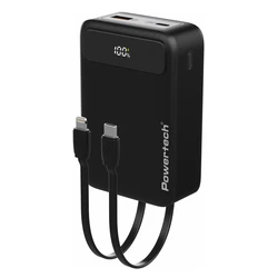 POWERTECH Power Bank PT-1504 με Καλώδια και Οθόνη 20000mAh 22.5W Μαύρο