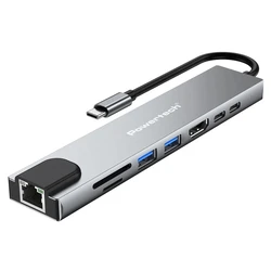 Powertech USB-C Docking Station με HDMI 4K PD Ethernet Γκρι (PT-1536)