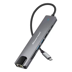 POWERTECH docking station PT-1537 8 θυρών USB-C σύνδεση 100W PD 1000Mbps γκρι