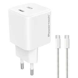 Powertech Φορτιστής GaN με Θύρα USB-C και Καλώδιο USB-C - USB-C 65W Power Delivery / Quick Charge 2.0 / Quick Charge 3.0 Λευκός (PT-1577)