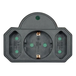 Αντάπτορας ρεύματος Powertech PT-817, 1x schuko, 2x euro, 16A, μαύρος