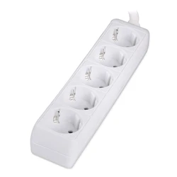 Πολύπριζο Powertech PT-869, 5x schuko, 16A, 1.5m, λευκός