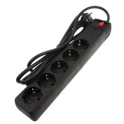 Πολύπριζο Powertech ασφαλείας PT-883, 5x schuko, 16A, 3m, μαύρος