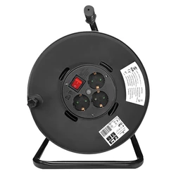 Στροφείο κλειστού τύπου Powertech με βάση PT-899, 3x schuko, 16A, 25m, μαύρη