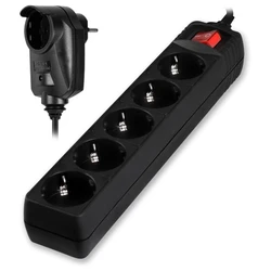 Πολύπριζο Ασφαλείας Powertech PT-994, 5+1 θέσεων schuko, 16A, 2m, μαύρο