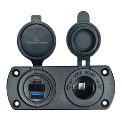 Πρίζα Σκάφους Powertech Πρίζα 12V & Οχήματα Ptl-002, Usb/USB-C, Οθόνη, Ip65