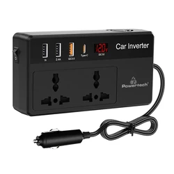 Inverter Αυτοκινήτου Powertech Ptl-023, 200W, 12V Dc σε 220V Ac, με USB-C/3X Usb