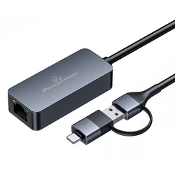 Αντάπτορας Δικτύου USB Powertech PTR-0149, & USB-C, 1000 Mbps, Γκρι