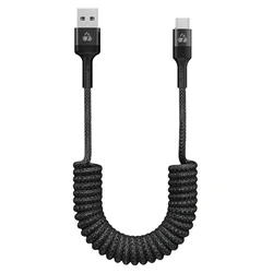 Powertech καλώδιο USB-C σε USB PTR-0197 με spiral καλώδιο, PD 60W, 480Mbps, 1m, μαύρο