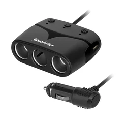 Splitter αναπτήρα αυτοκινήτου 1 σε 3 με καλώδιο και 2x USB 3100mA Peiying (PY-CHR0012-1)