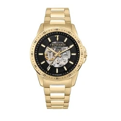 Ανδρικό Ρολόι Trussardi R2423153001 (42mm) Μεταλλικό Μπρασελέ Χρυσό
