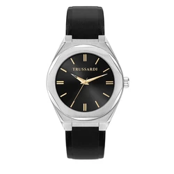 Ανδρικό Ρολόι Trussardi R2451156001 (42mm) Δερμάτινο Λουράκι Μαύρο