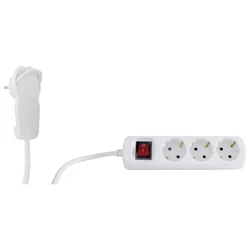 Πολύπριζο Rev 3 Θέσεων, Καλώδιο 3m. Multiple Socket Flat Connector With Switch White