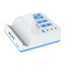 Σταθμός Φόρτισης ReLIFE Rl-309H, Usb/3X USB-C/3X Dc/Wireless, 72W, Λευκός