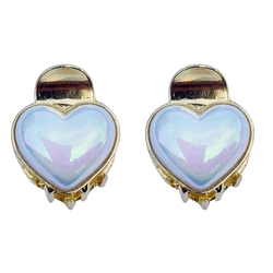 Κλιπ Μαλλιών Roxxani Rxn-0007 με Οπάλ Πέτρα σε Σχήμα Καρδιά, Χρυσό, 2Τμχ