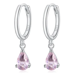 Σκουλαρίκι Bamoerα Κρίκος Sce1018 με Ροζ Κυβική Ζιρκόνια, Ασήμι 925