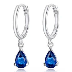 Σκουλαρίκι Bamoerα Κρίκοι Sce1018-Bu με Κυβική Ζιρκόνια, Ασήμι 925, Μπλε