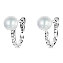 Σκουλαρίκι Bamoerα Κρίκος Sce1288 με Κυβική Ζιρκόνια & Πέρλα, Ασήμι 925