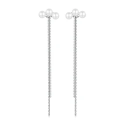 Σκουλαρίκι Bamoerα Καρφωτά Sce1777 με Πέρλες & Αλυσίδα, Ασήμι 925, Ασημί