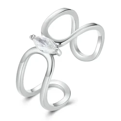 Δαχτυλίδι Bamoer SCR1065-E με Κυβική Ζιρκόνια, Ανοιγόμενο, Ασήμι 925, Ασημί