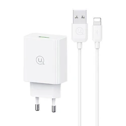 USAMS Wall Charger SCXLTZ03 with Lightning Cable 18W White