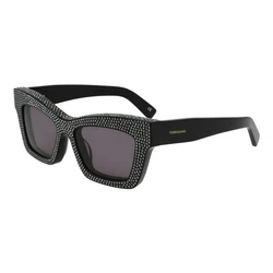 Salvatore Ferragamo Γυναικεία Γυαλιά Ηλίου SF2045SR52170 – Μαύρος Ακετάτ Σκελετός, Μαύροι Φακοί 52/17/140