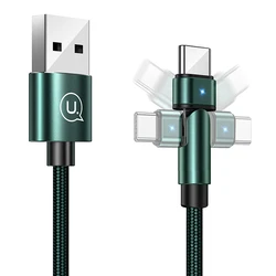 Καλώδιο USB Usams USB-C σε USB SJ477, περιστρεφόμενο βύσμα, 2A, 1m, πράσινο