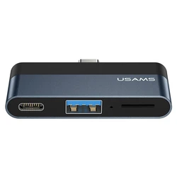 USB Hub Usams Type-C US-SJ491, USB/Type-C PD/micro SD θύρες, 5Gbps, γκρι