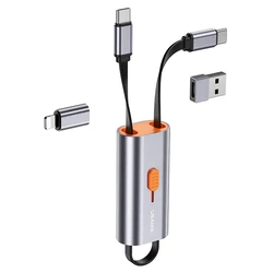 Καλώδιo USB Usams Type-C σε Type-C/USB/Lightning SJ560, 60W PD, 0.3m, γκρι