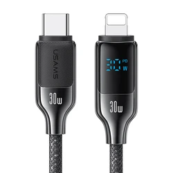 Καλώδιο Lightning Usams σε USB-C Sj741, 30W, 480Mbps, 1.2M, Μαύρο