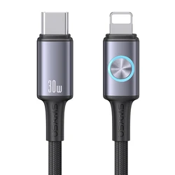 Καλώδιο Lightning Usams σε USB-C SJ753, 30W, 480Mbps, 1.2m, Μαύρο